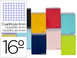 Cuaderno espiral Liderpapel Smart 16º apaisado tapa blanda 80h 60g/m² c/4mm. colores surtidos
